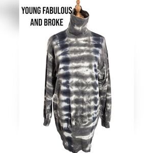 Young Fabulous & Broke Gray Turtleneck Sweatshirt Mini Dress NWT